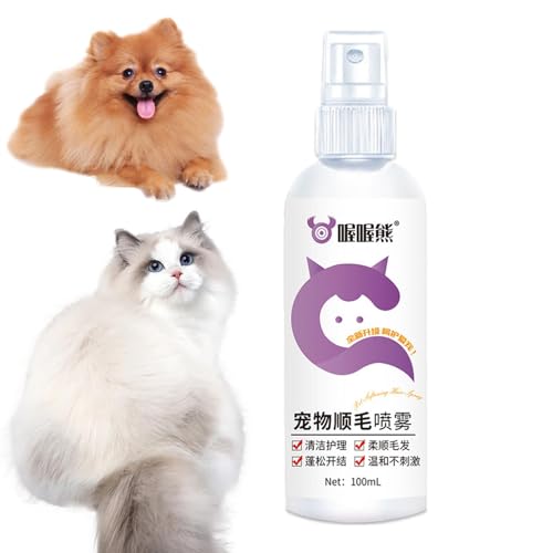 Buhyujkm Hunde-Finish-Spray, 100 ml, desodorierendes Hundehaar-Entwirrungsspray, antistatisch, duftender Katzen-Entwirrer, nährender Hundehaar-Entwirrer von Buhyujkm