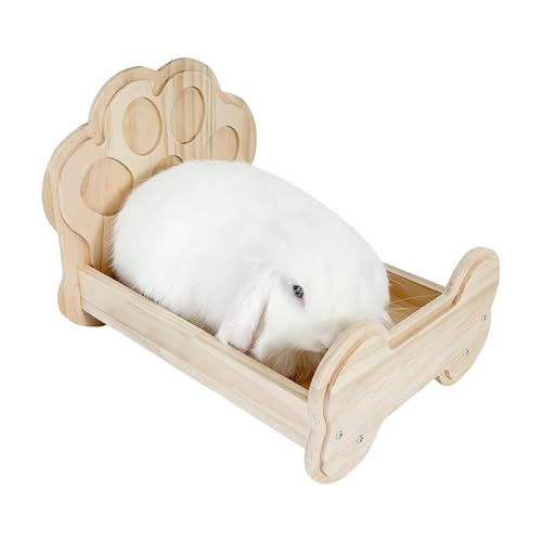 Buhyujkm Kleines Tierbett, Hasenbett aus Holz - Off The Floor Hamsterbett aus Holz,Niedliches Kleintierbett, Chinchillas-Schlafbetten für Kätzchen, Welpen, Frettchen von Buhyujkm