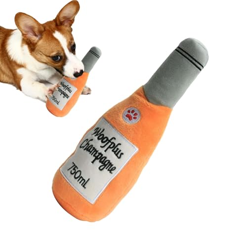 Buhyujkm Quietschendes Hundespielzeug, Welpe mit Cartoon-Champagner – Mehrzweck-Plüsch-Hundespielzeug für kleine Hunde, Zuhause, Welpen, große Hunde, Dekoration, Kinder von Buhyujkm