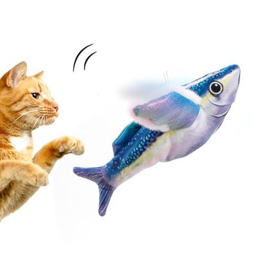 Buhyujkm Simulated Chirping Cat Toy, USB Charging Fish Toy, 26x28x6cm/10.24x11.02x2.36 Inches Simulation Fish with Flapping Wings and Sound for Indoor Kitten Exercise Polyester Fiber von Buhyujkm