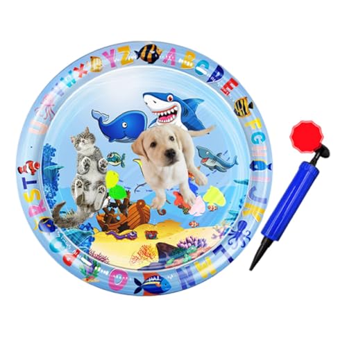 Buhyujkm Wassersensorische Spielmatte für Katzen, kühlendes Haustier-Spielzeugbett, interaktive Kühlmatte für Welpen, Hunde und Haustiere, (mehrfarbig), ideal zum Spielen und Entspannen im Sommer von Buhyujkm