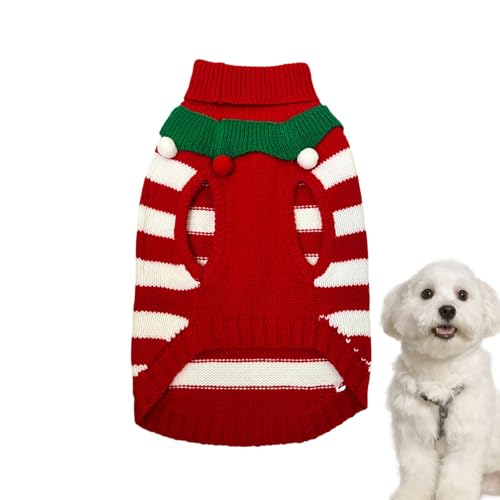 Christmas Dog Sweater, Warm Dog Sweatshirt, Striped Dog Costume, Breathable Pet Pullover for Christmas, Breathable and Warm Pet Pullover Knitwear for Winter Holiday Season von Buhyujkm