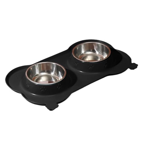 Dog Double Feeding Bowl, Non-Slip Kitten Food Bowls, Detachable Stainless Steel Dish, Easy Clean Non-Skid Pet Bowls for Small, Medium, Large Dogs & Cats von Buhyujkm