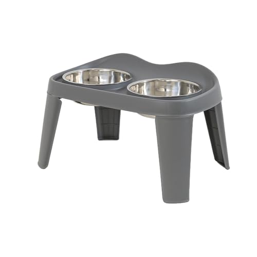 Dog Feeder, Food Water Feeder, Folding Dog Feeder, No-Spill Water Feeder, Elevated Dog Feeder with Double Food and Water Bowls, Folding and Anti-Slip Design for Pets von Buhyujkm