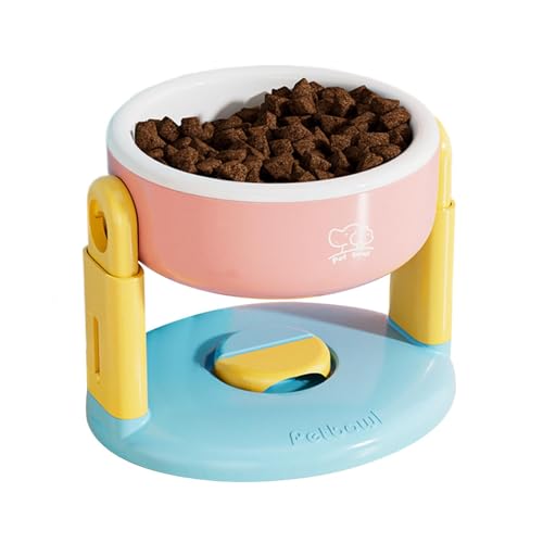 Elevated Cat Food Bowl, Tilted Raised Pet Feeding Bowl, Anti-Vomiting Suction Cup Base, Adjustable Height, for Cats and Small Dogs, 7.48x6.3x5.71 Inches von Buhyujkm