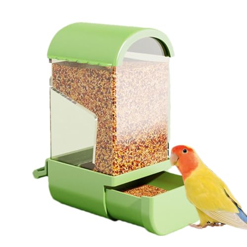 Futterspender für Papageienkäfige, automatisch, ohne Futterspender, 11,9 x 8,5 x 18,5 cm, transparenter Vogelfutterspender, auslaufsicherer Samenbehälter, einfach zu montierendes Design für kleine von Buhyujkm