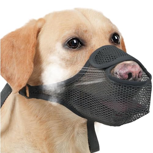 No Bark Muzzle, Mesh Basket Mouth Cover, Long Use Soft Adjustable Mesh Muzzle, Comfortable Scavenging and Licking Prevention for Families and Dog Lovers, 7.87x5.91x0.39 Inches von Buhyujkm