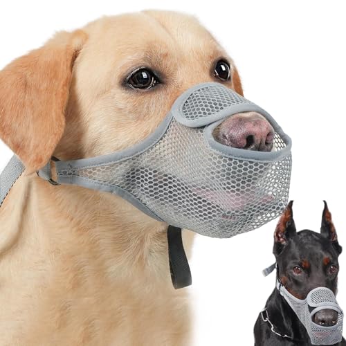 No Bark Muzzle, Mesh Basket Mouth Cover, Long Use Soft Adjustable Mesh Muzzle, Comfortable Scavenging and Licking Prevention for Families and Dog Lovers, 7.87x5.91x0.39 Inches von Buhyujkm