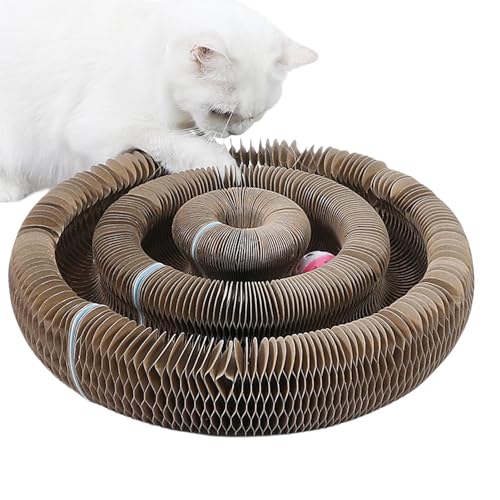 Orgel-Kratzball für Katzen, Orgel-Kratzball für Katzen,Interaktiver Katzenkratzer faltbar - Faltbarer Akkordeon-Spielzeug-Kratzball, verschleißfest, magnetisches Katzenklauenschleifen, Pappkratzer von Buhyujkm