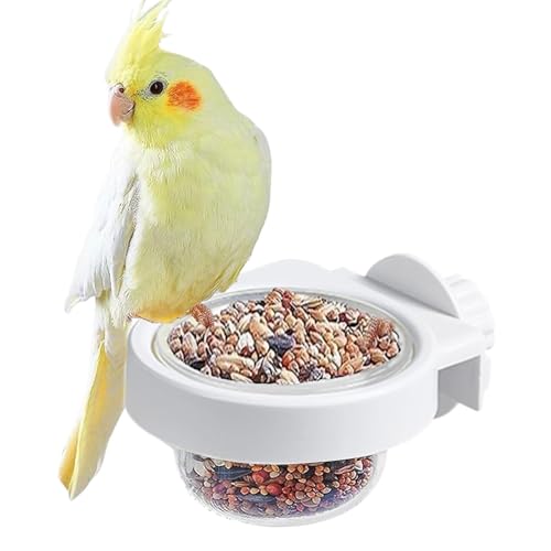 Parakeet Food Dish, Large Bird Feeding Dish Cups, 3.78x2.83x1.65 inches Chinchilla Cage Accessories, Watering Supplies, Water Bowls with Clamp, African Greys, Conure von Buhyujkm