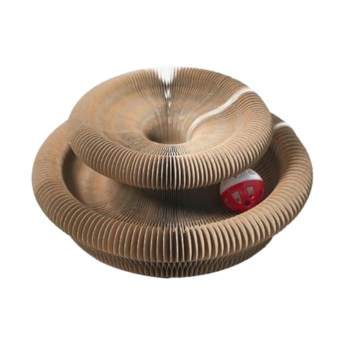 Round Cat Corrugated Toy, Interactive Cat Cardboard, Foldable Cat Accordion Toy, Cat Play Exercise Board, Interactive Round Cat Scratching Board with Bell Ball Accordion Toy for Engaging Play von Buhyujkm