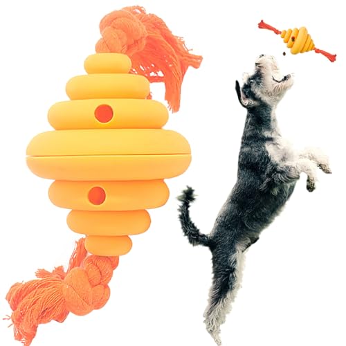 BulChign Hundespielzeug, Seilspielzeug und Kauspielzeug mit Futterspender/Zahnen, Geschenk für Welpen, große Hunde, Orange von BulChign