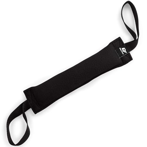 Bull Fit Beisswurst für Hunde, 30 cm, mit Zwei Schlaufen - Sehr Robustes Hundespielzeug zum K9 Training, Tauziehen und Zerrspiele mit Hund - Aus hochwertigem Baumwolle-Nylon handgefertigt (Schwarz) von Bull Fit