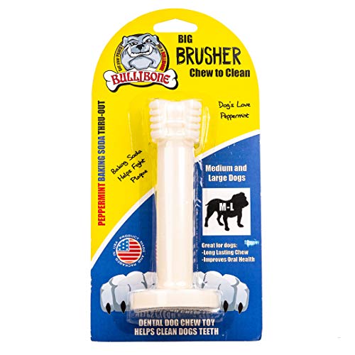 Bullibone Brusher: Hundezahnreinigungs-Zahnbürsten-Stick – Langlebiges Nylon-Pfefferminz-Hundespielzeug für die Mundpflege und Zahngesundheit, für große und mittelgroße Hunde von Bullibone