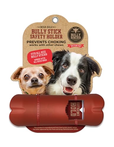 Bully Bunches Mega Hold Anti-Choking Bully Stick Sicherheitshalterung für kleine, mittelgroße und große Hunde – passend für alle Größen Bully Sticks und funktioniert mit anderen Kauartikeln von Bully Bunches