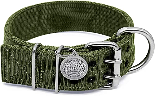 Pit Bull Collar, Dog Collar Large Dogs, Heavy Duty Nylon, Stainless Steel Hardware (XXXL, Army Green) von Bully's