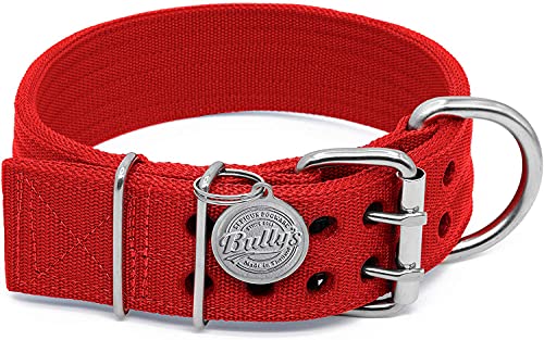 Pit Bull Collar, Dog Collar Large Dogs, Heavy Duty Nylon, Stainless Steel Hardware (XXXL, Fire Engine Red) von Bully's