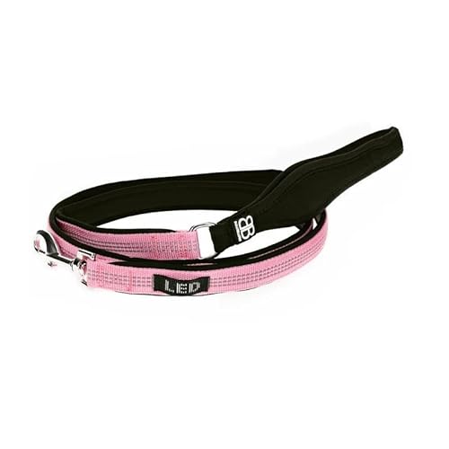 BULLYBILLOWS Active Light Lead - Reflektierende Nylon-Hundeleine mit Neopren-gefüttertem Griff, Edelstahlbeschläge - Hundeleine - 1,4 m Länge - Rosa von BullyBillows