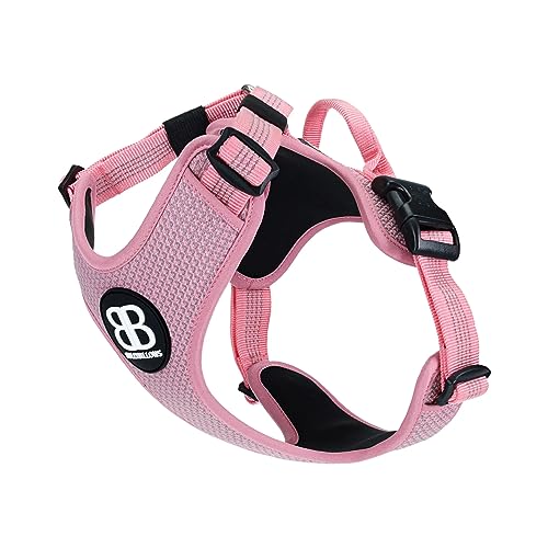 BullyBillows Active Light Hundegeschirr mit Griff | Premium Hundegeschirr | Gepolstertes Futter & stark reflektierendes Hundegeschirr, geeignet für alle Hunderassen | Pink D von BullyBillows