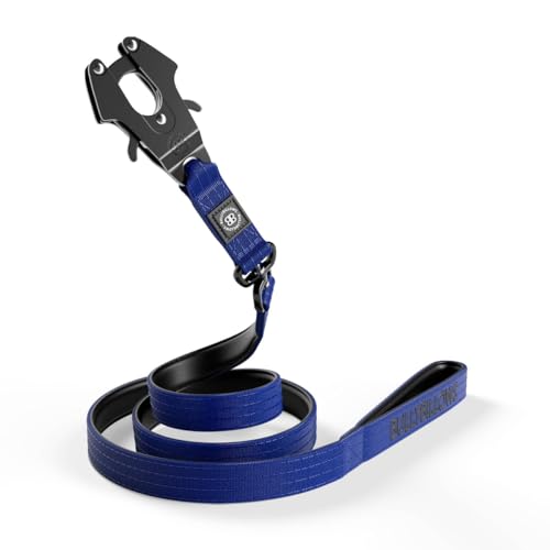 BullyBillows Anti-Tangle Swivel Combat Hundeleine | Gepolsterter Griff für leichtere Spaziergänge | Anti Tangle & Druckgetestete Hundeleine | Geeignet für alle Hunderassen -Blau von BullyBillows