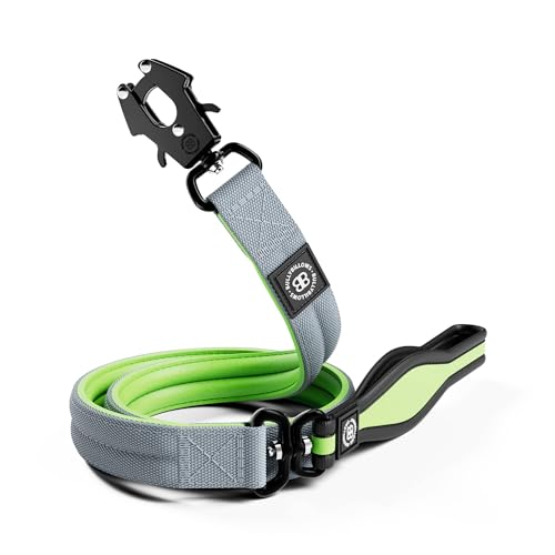 BullyBillows 1,2 m Mini Combat Halsband Leine | Edelstahl Hundeleine | Geeignet für alle Hunderassen | Neopren Hundeleine mit weichem Griff & druckgeprüftem Clip | Schwarz & Orange von BullyBillows