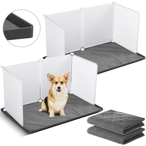 Bulyoou 2 Set Hundetoilette mit hohen Wänden für kleine und mittelgroße Hunde, 85,9 x 55,9 cm, mit Urinierpad, Spritzschutz, für den Innenbereich, leicht zu reinigen, für selbstgemachte Hunde- und von Bulyoou