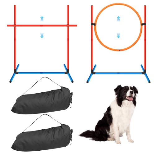 Bulyoou Agility-Trainingsgerät für Hunde, Hindernis-Trainings-Starter-Set, Hundetrainingsgeräte, Hinderniskurs für Hunde, inklusive Springring, Hochsprünge, Aufbewahrungstaschen für Hinterhof, von Bulyoou