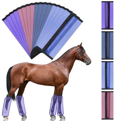 Bulyoou Fliegengamaschen für Pferde, belüftete Netz-Leggings, atmungsaktiv, zur Reduzierung von Stomping-Hufschäden und Ermüdung der Beine, 4 Farben (charmante Farbe), 16 Stück von Bulyoou
