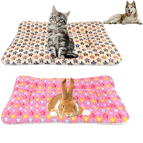 2 Stück Haustiere Hundebett Matte Hundekiste Bett Matratze Katzenbett Decke Kaninchenbett Maschinenwaschbar Haustierbett für Kätzchen Katzen Welpen Hunde Hase (L: 58,4 x 38,1 cm, Set-A) von BundleMall