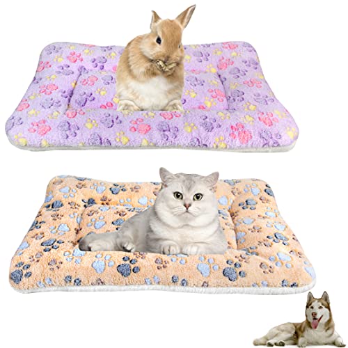 2 Stück Haustiere Hundebett Matte Hundekiste Bett Matratze Katzenbett Decke Kaninchenbett Maschinenwaschbar Haustierbett für Kätzchen Katzen Welpen Hunde Hase (L: 58,4 x 38,1 cm, Set-B) von BundleMall