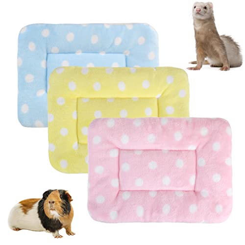 3 Stück Kleintier-Plüschbett, warme Flauschige Welpendecke, Fleece-Schlafunterlage Meerschweinchen Hamster Kaninchen Bett Matte für Kätzchen, Chinchilla, Eichhörnchen (klein: 38,1 x 27,9 cm, C) von BundleMall