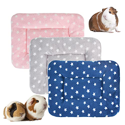 3 Stück Kleintier-Plüschbett, warme Flauschige Welpendecke, Fleece-Schlafunterlage Meerschweinchen Hamster Kaninchen Bett Matte für Kätzchen, Chinchilla, Eichhörnchen (klein: 38,1 x 27,9 cm, F) von BundleMall