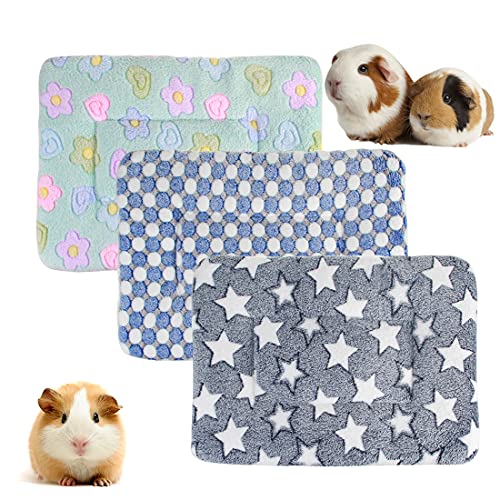 3 Stück Kleintier-Plüschbett, warme Flauschige Welpendecke, Fleece-Schlafunterlage Meerschweinchen Hamster Kaninchen Bett Matte für Kätzchen, Chinchilla, Eichhörnchen (klein: 38,1 x 27,9 cm, G) von BundleMall