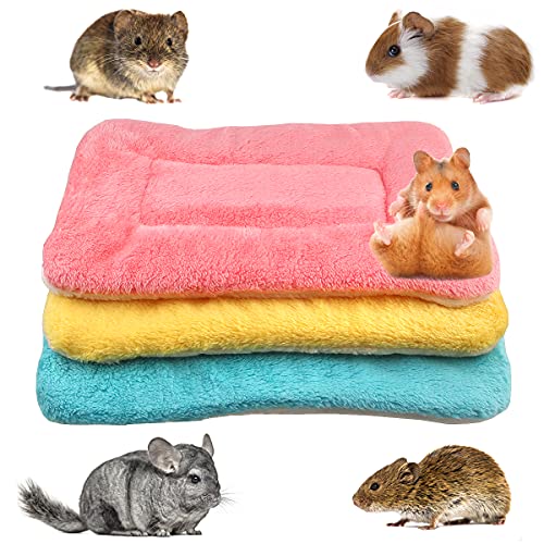 3 Stück Plüschbett für kleine Tiere, warme Flauschige Welpen, Fleecedecke, Meerschweinchen, Hamster, Kaninchen, Bettmatte für Kätzchen, Kaninchen, Chinchilla, Eichhörnchen (klein: 38,1 x 28,9 cm) von BundleMall