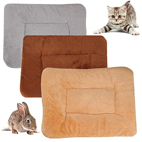 BundleMall 3 Stück Kleintier-Plüschbett, warme flauschige Welpendecke, Fleece-Schlafmatte, Meerschweinchen, Hamster, Kaninchen, Bettmatte für Kätzchen, Hasen, Chinchilla (groß: 48,3 x 30,5 cm, U) von BundleMall