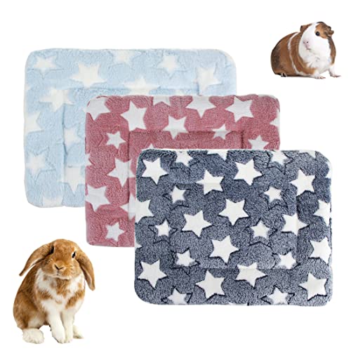 BundleMall 3 Stück Plüschbett für kleine Tiere, warme Flauschige Welpen, Fleecedecke, Meerschweinchen, Hamster, Bettmatte für Kätzchen, Kaninchen, Chinchilla, Eichhörnchen, Igel (S: 38 x 28 cm M) von BundleMall