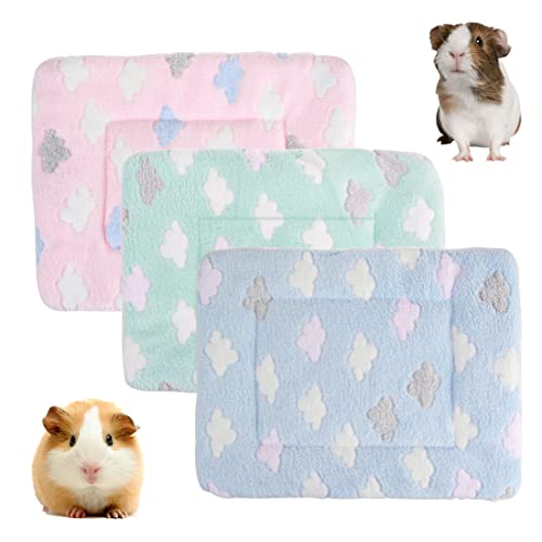 BundleMall 3 Stück Plüschbett für kleine Tiere, warme Flauschige Welpen, Fleecedecke, Meerschweinchen, Hamster, Bettmatte für Kätzchen, Kaninchen, Chinchilla, Eichhörnchen, Igel (klein: 38 x 28 cm) von BundleMall