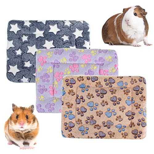 BundleMall 3 Stück Plüschbett für kleine Tiere, warme Flauschige Welpen, Fleecedecke, Meerschweinchen, Hamster, Bettmatte für Kätzchen, Kaninchen, Chinchilla (klein: 38,1 x 28,9 cm) von BundleMall