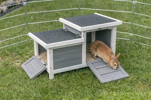 Bunny Business Duo-Hide Versteckhaus für Kaninchen und Meerschweinchen Graue Versteckhäuser Laufhäuser (Grey-Duo-Hide) von Bunny Business