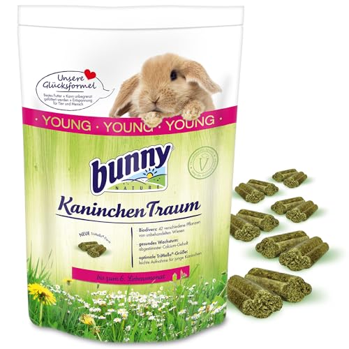 bunnyNature KaninchenTraum Young 1,5 kg | Alleinfuttermittel für Zwergkaninchen bis zum 6. Lebensmonat | Biodivers & abgestimmter Calciumgehalt | Frei von Zusatzstoffen | Unbegrenzt fütterbar von Bunny Nature
