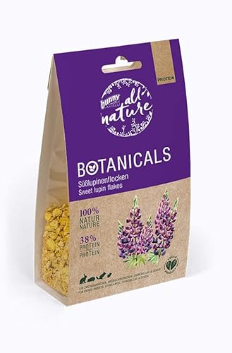 Bunny Nature BOTANICALS Veggie SÜßLUPINENFLOCKEN | 140 g | Ergänzungsfuttermittel für Zwergkaninchen, Meerschweinchen, Chinchillas und Degus | Hochwertige Proteinquelle von Bunny Nature