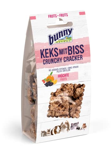 Bunny Keks mit Biss - Früchte | 50 g | Ergänzungsfuttermittel für Nager | Kann unterstützend den Blutzuckerspiegel regulieren und Wohlbefinden fördern | Leckere Fruchtauswahl von Bunny