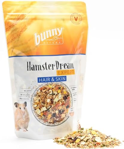 Bunny HamsterTraum EXPERT Hair & Skin | 500 g | Alleinfuttermittel für Hamster | Ohne Zucker, Zusatzstoffe, Geschmacksverstärker oder Farbstoffe | Unterstützung für Haut & Haar von Bunny Nature