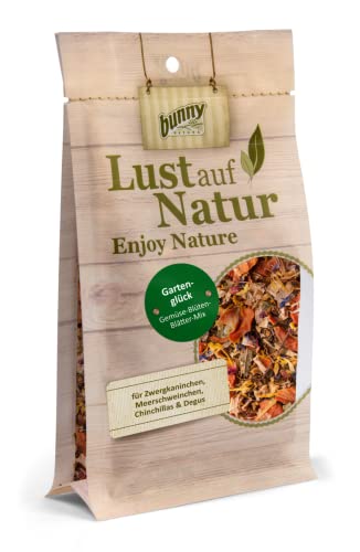 Bunny Nature Lust auf Natur - Gartenglück | 35 g | Ergänzungsfuttermittel für Zwergkaninchen, Meerschweinchen, Chinchillas & Degus | Vitaminreiches Gemüse, Blüten und Blätter von Bunny Nature