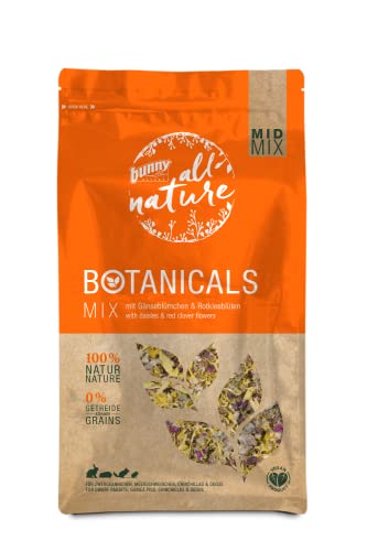 Bunny Nature BOTANICALS MID MIX - mit Gänseblümchen & Rotkleeblüten | 120 g | Ergänzungsfuttermittel für Zwergkaninchen, Meerschweinchen, Chinchillas & Degus | Ohne Zuckerzusätze von Bunny Nature