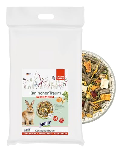 bunnyNature KaninchenTraum Vegetables - Zwergkaninchen Alleinfuttermittel ab 6. Lebensmonat - Kaninchen-Futter - 63 Pflanzen, Kräuter & Extra Gemüse - 4kg von Bunny Nature