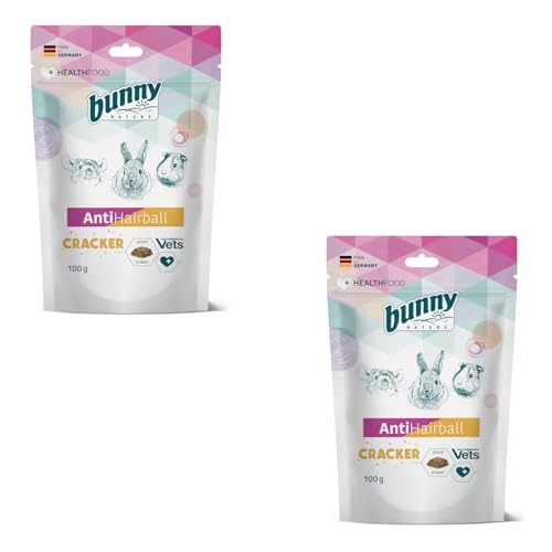 Bunny Antihairball Cracker | Doppelpack | 2 x 100 g | Ergänzungsfuttermittel für Zwergkaninchen, Meerschweinchen und Chinchillas | Unterstützung bei Ausscheidung der abgeschluckten Haare von Bunny