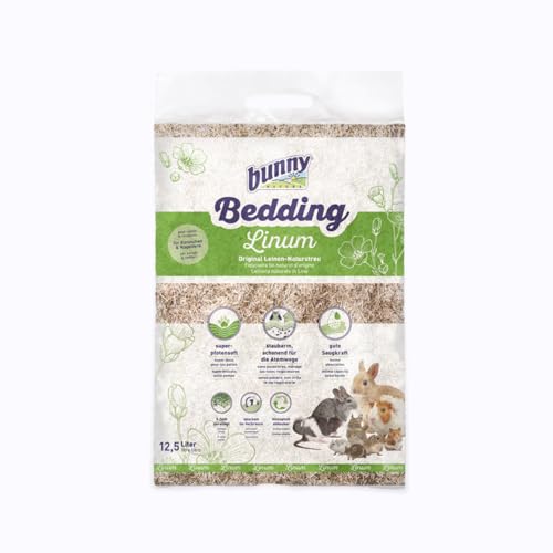 Bunny Bedding Linum | 12,5 l | Leinen Naturstreu für Zwergkaninchen- & Nagetiergehege | Sorgt für eine behagliche und trockene Lauf- und Liegefläche von Bunny Nature