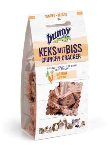 Bunny Keks mit Biss - Möhre | 50 g | Ergänzungsfuttermittel für Nager | Kann unterstützend den Blutzuckerspiegel regulieren und Wohlbefinden fördern | Besonders knackig von Bunny