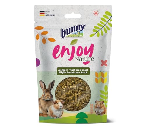 Bunny EnjoyNature Allgäuer FrischGrün Snack | 200 g | Snack für Zwergkaninchen, Meerschweinchen, Chinchillas & Degus | Kann die Zahnpflege unterstützen | Ohne Zucker | 100% Natur von Bunny